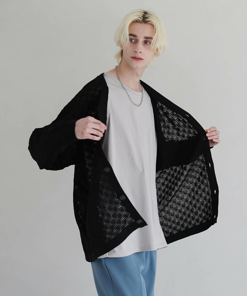 CHANEL メッシュ編み ブラック Vネック カーディガン CHANEL メッシュ編み ブラック Vネック カーディガン