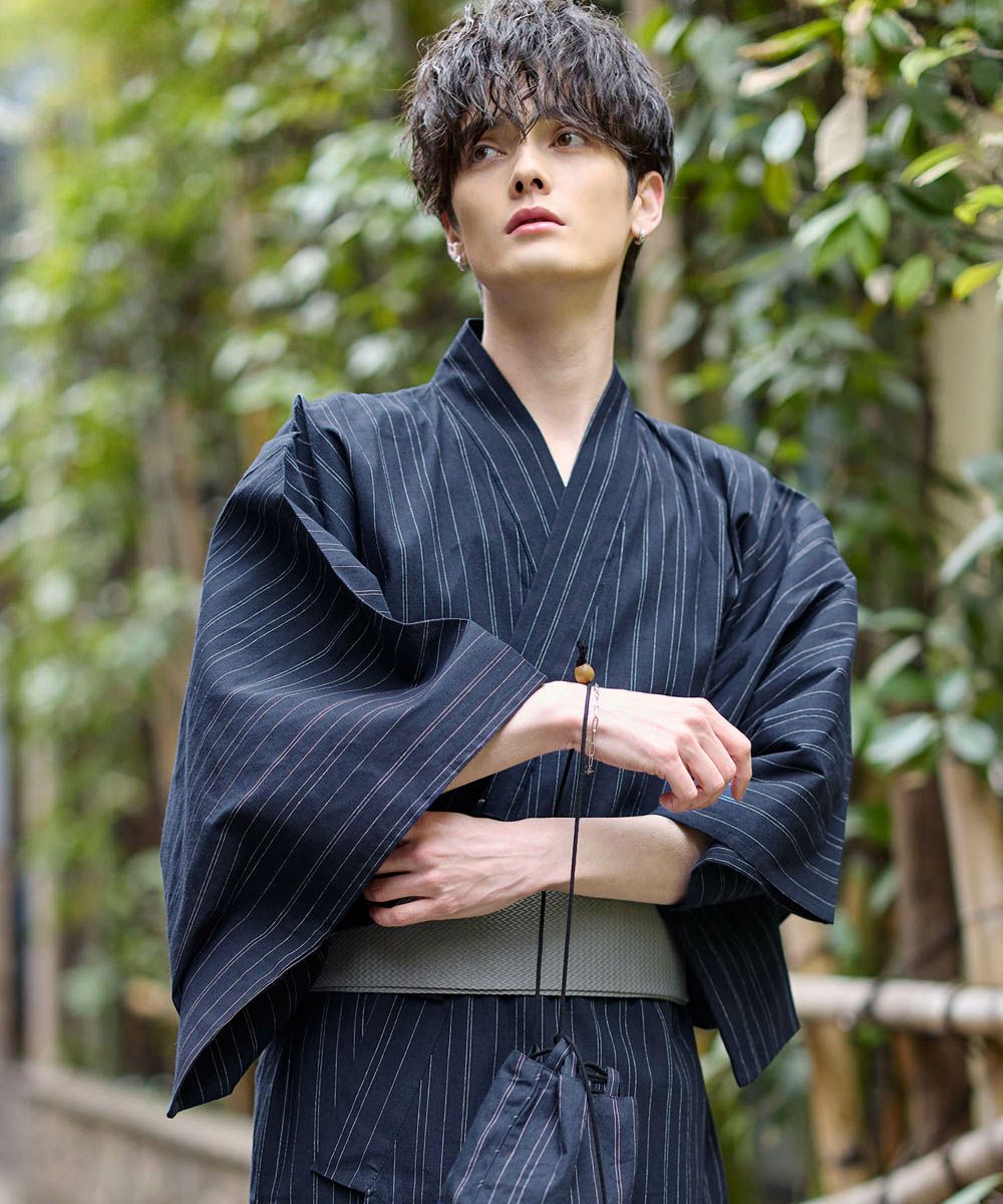 粋浴衣 / ワンタッチ帯 / 下駄 / 巾着 / 扇子 5点セット | ASTRONOMY