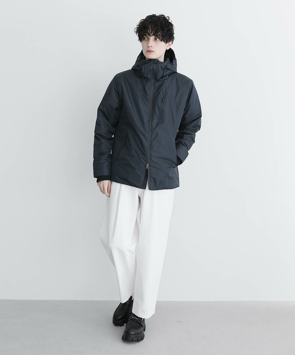 19AW ミックスファブリックハイネックフルジップ中綿ジャケット-