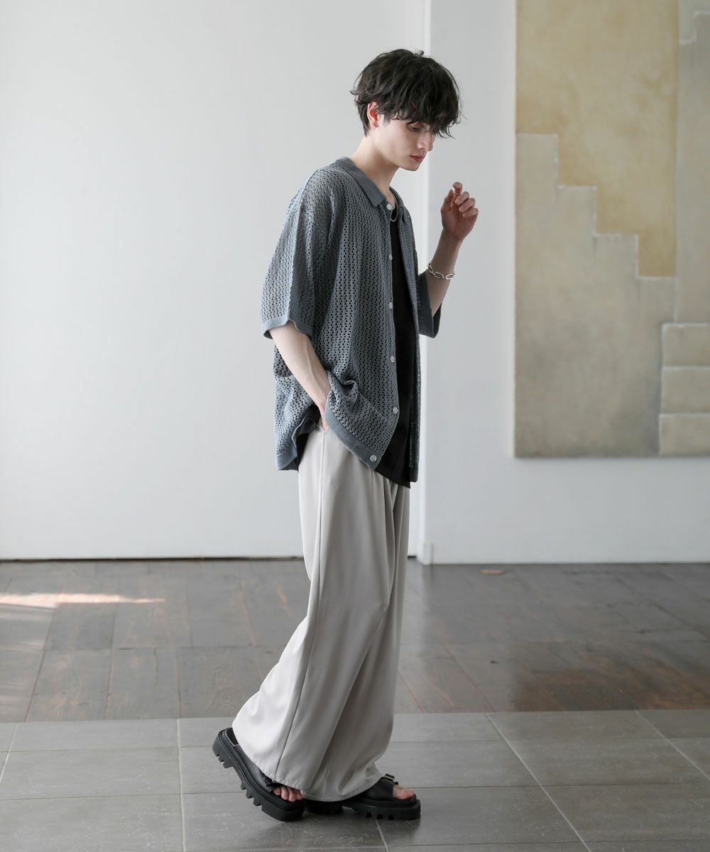 クロシェメッシュ編みシアーサマーニットシャツ | ASTRONOMY