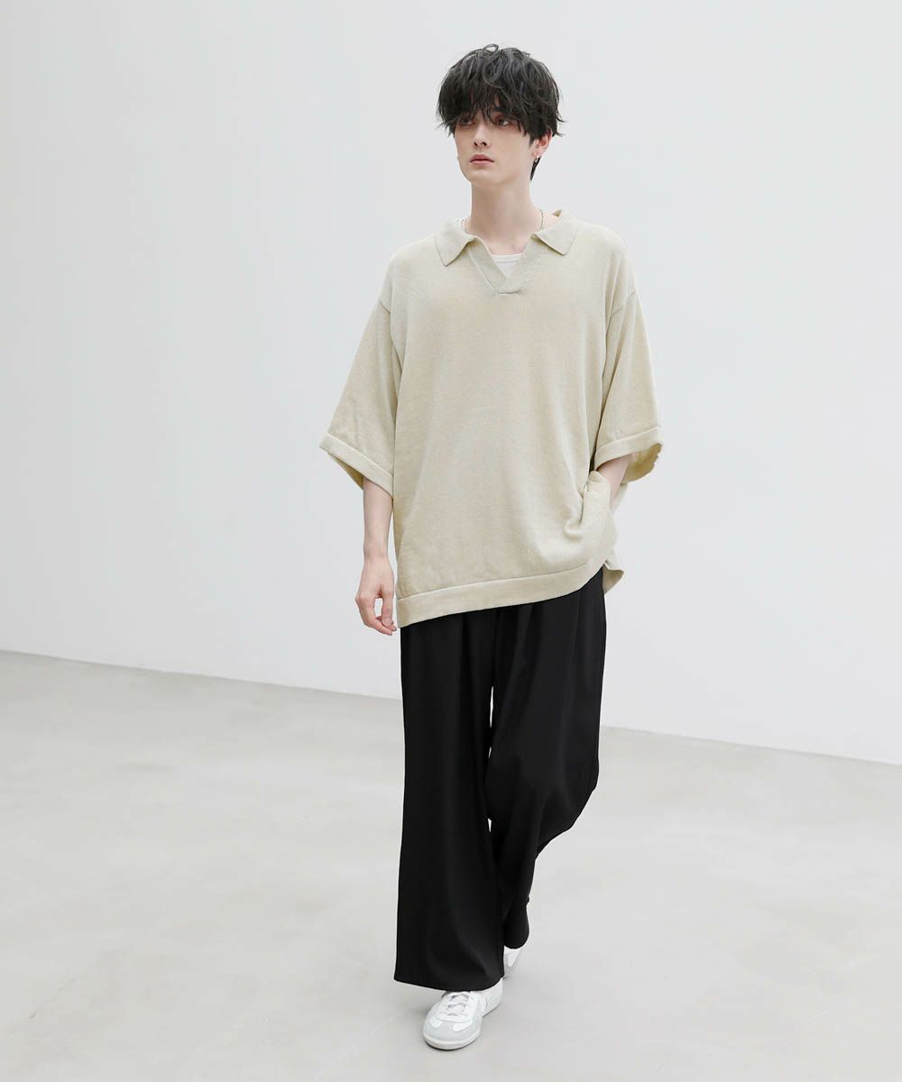 ウォッシャブル半袖スキッパーサマーニットポロシャツ | ASTRONOMY