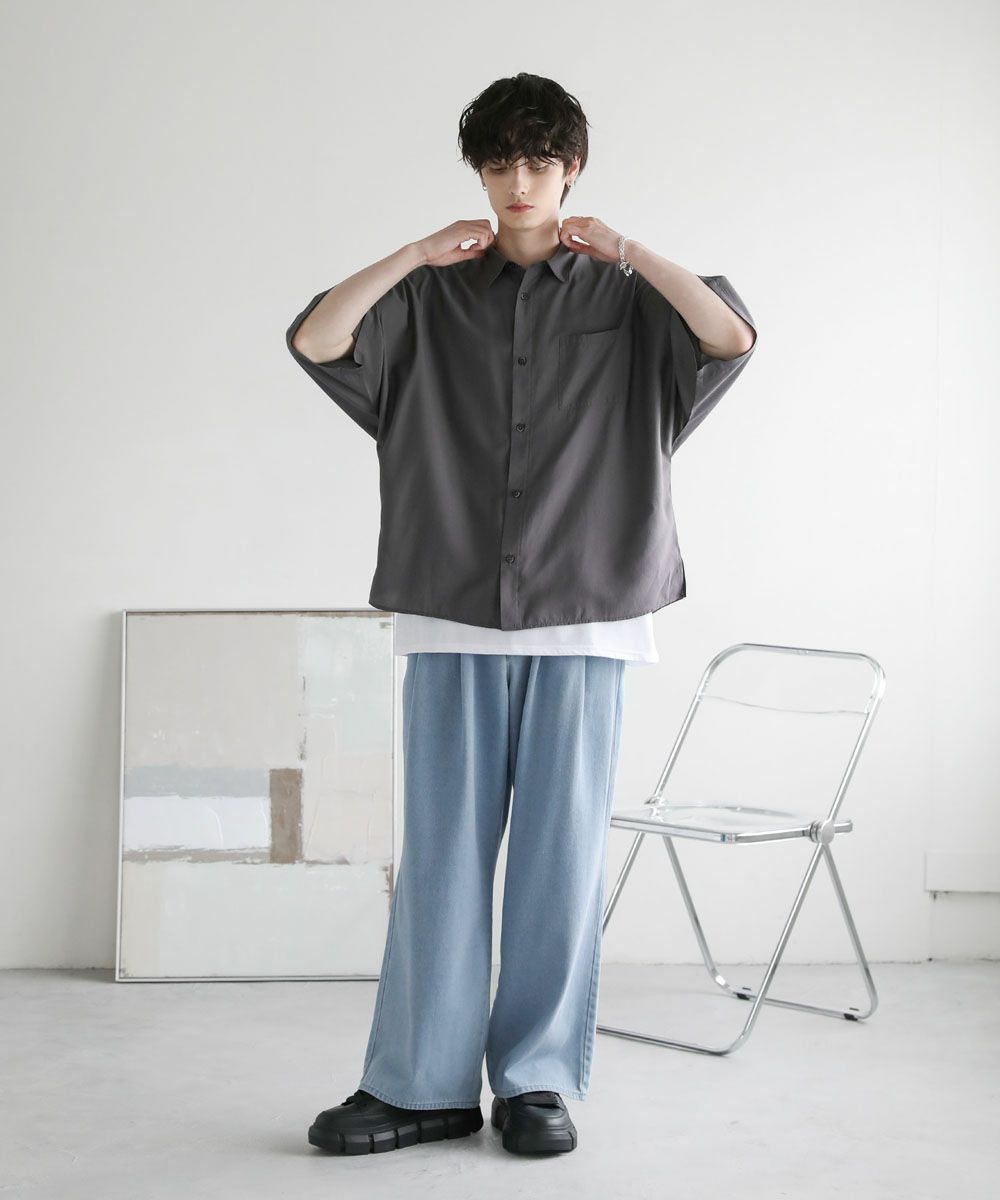 ドルマンスリーブTシャツ/ブルー/愛知県産ニット