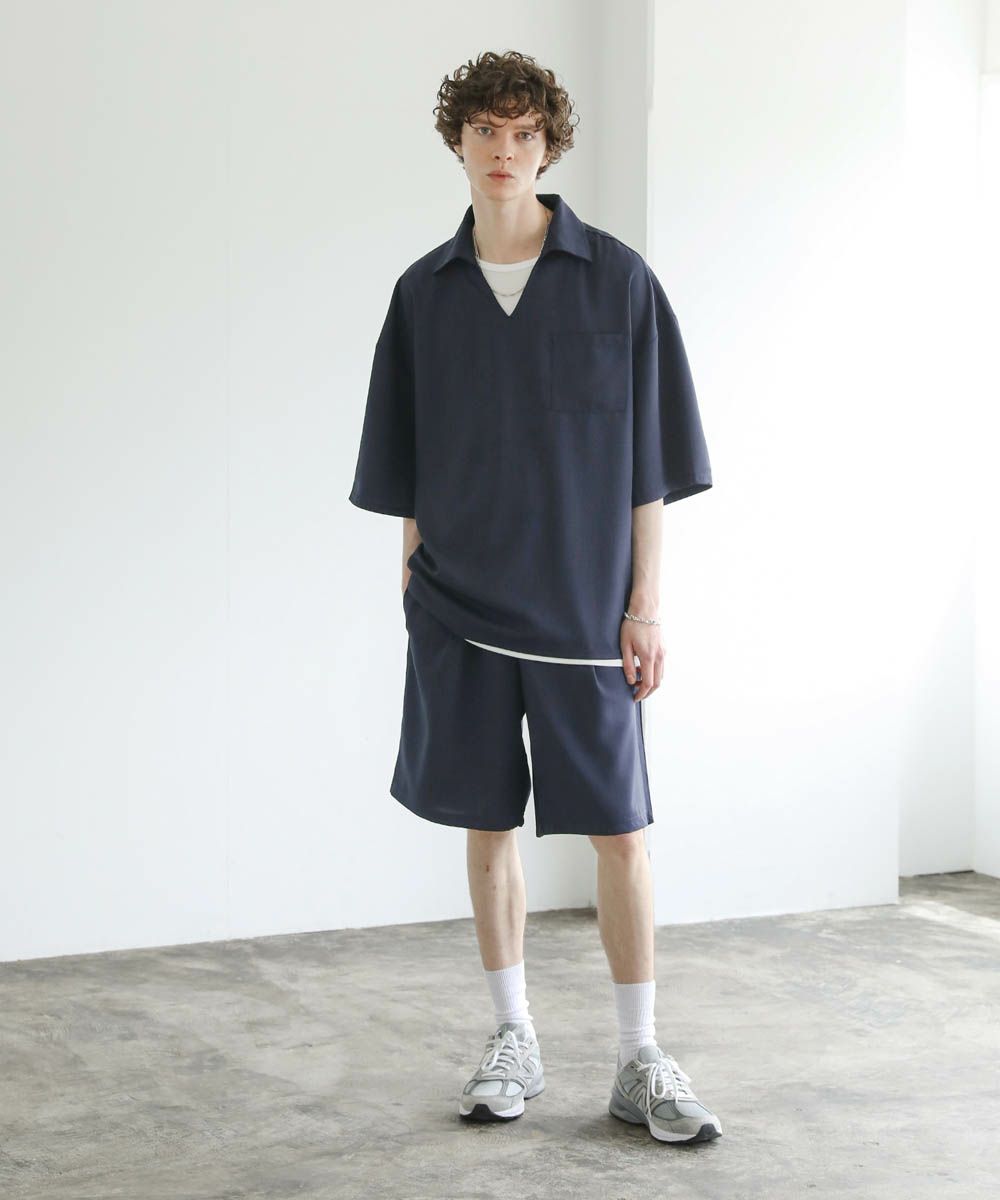 無地リネン上下セット長袖シャツショートパンツ夏 メンズ無地上下セット長袖シャツショートパンツ春夏