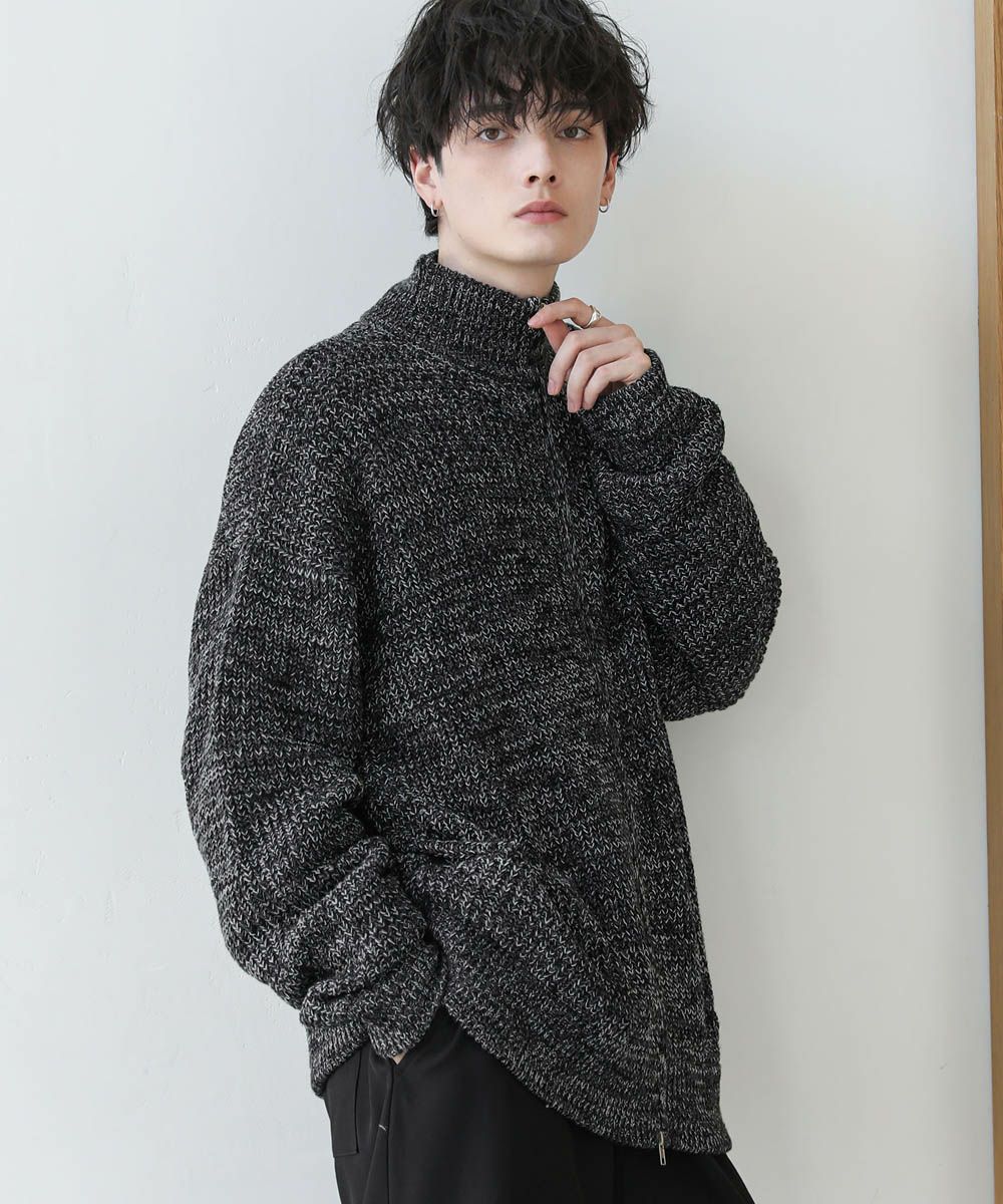 ビッグシルエット畦編みドライバーズニット ジップニット/ニット