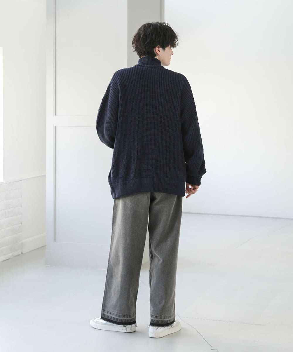 ビッグシルエット畦編みドライバーズニット ジップニット/ニット