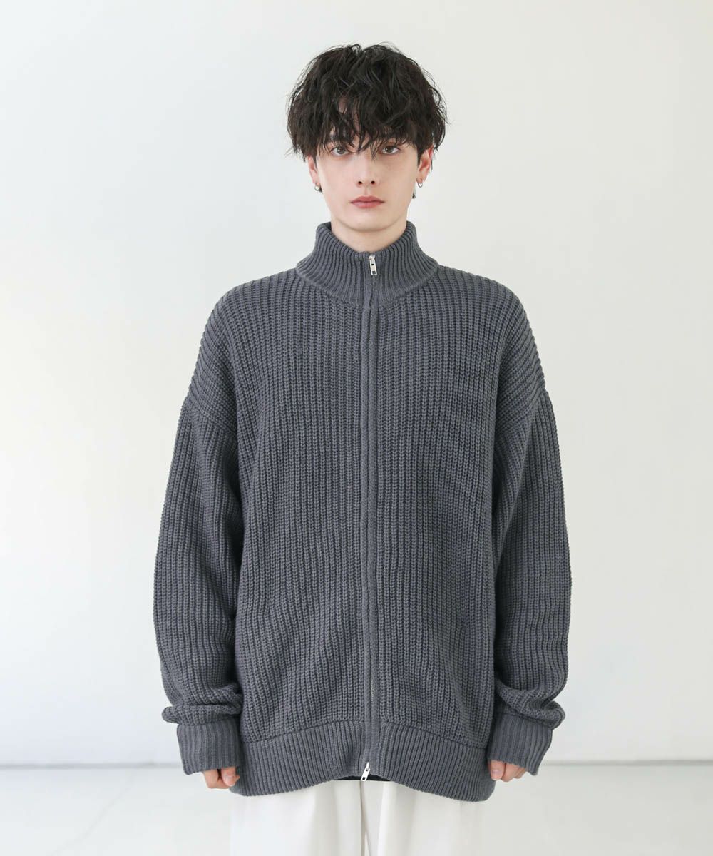 ビッグシルエット畦編みドライバーズニット ジップニット/ニット