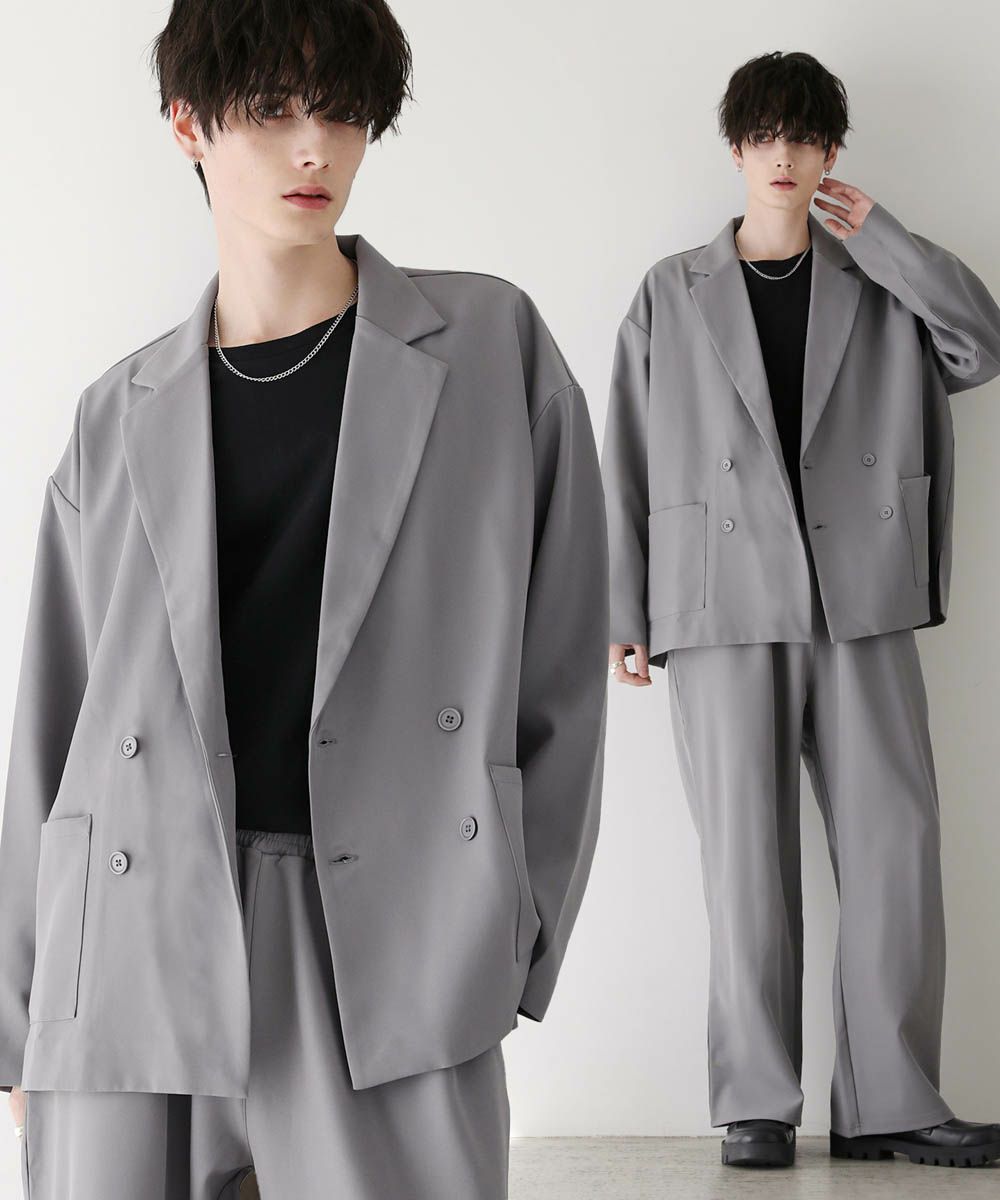 2点セット】ビッグシルエットリラクシングダブルテーラードジャケット  