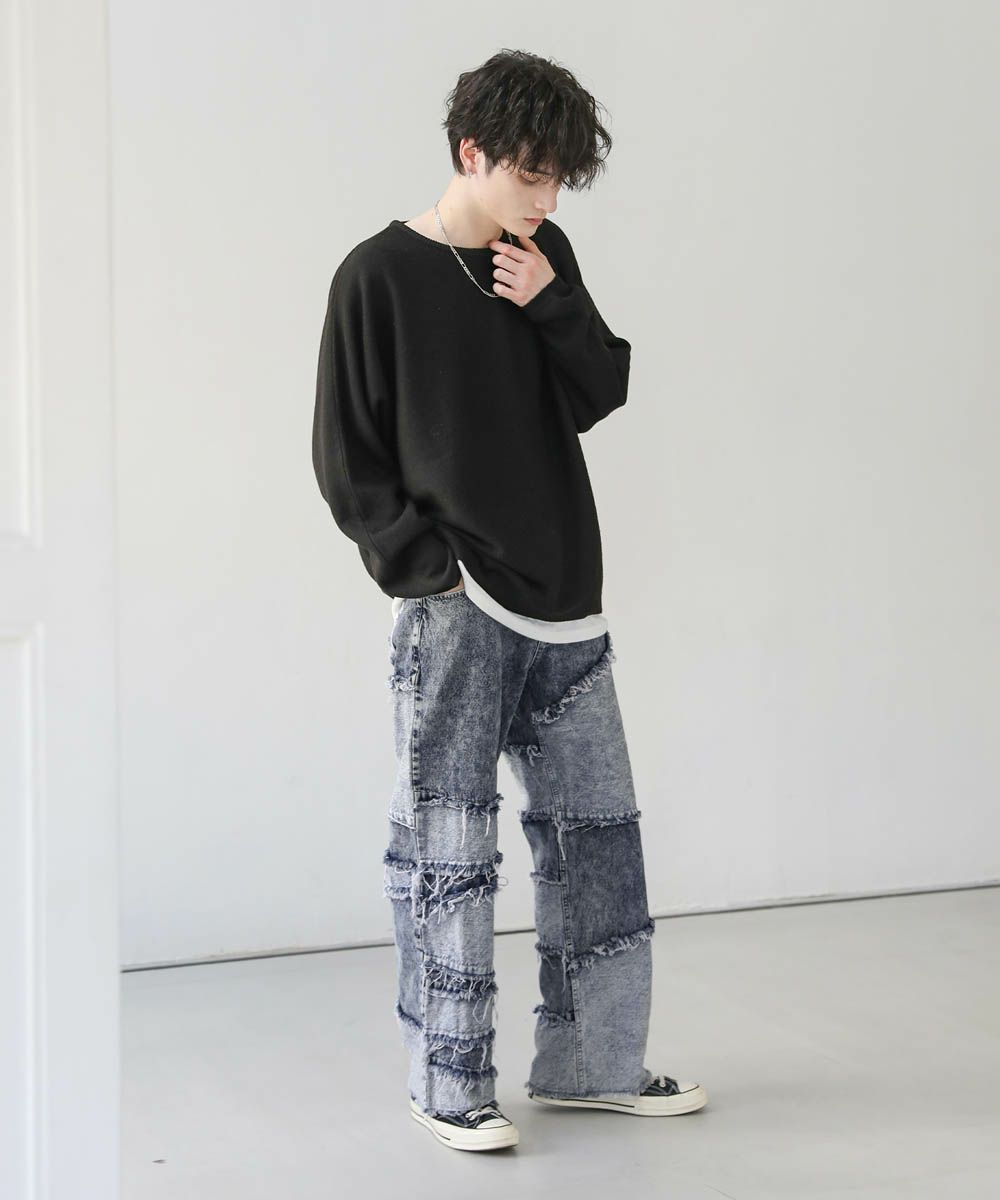10ozデニム フリンジ切替パンツ | ASTRONOMY