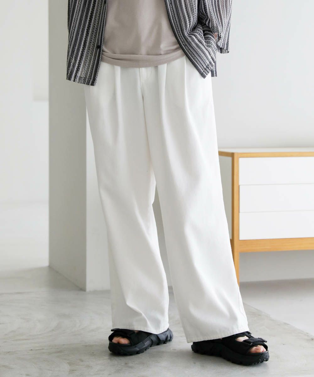 YOSHUYUKI レトロなワイドレッグレザーパンツ