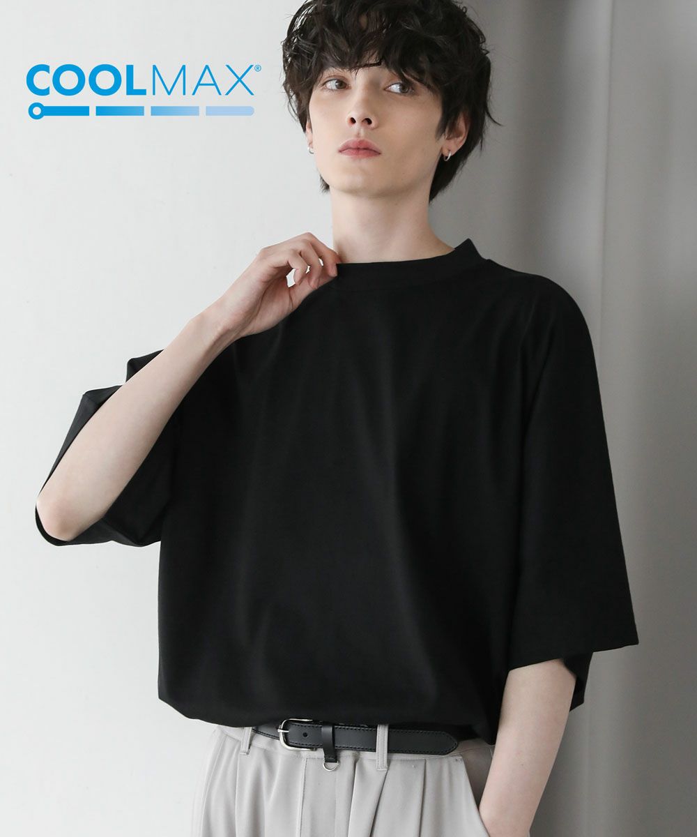 コットンミックスCOOLMAX(R)ドルマンスリーブモックネックTシャツ 