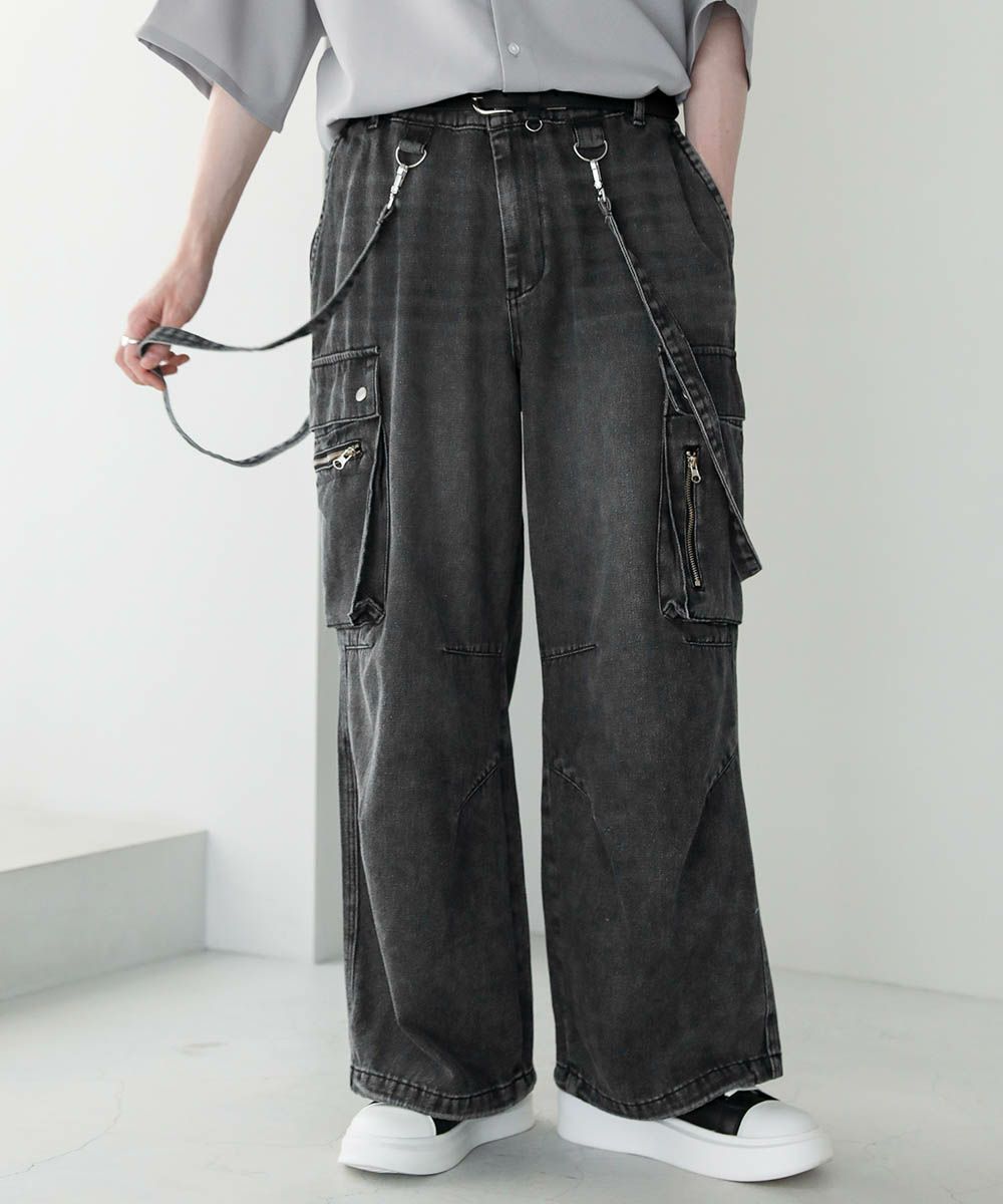 メタルジップサスペンダーオーバードレープデニムパンツ10oz | ASTRONOMY