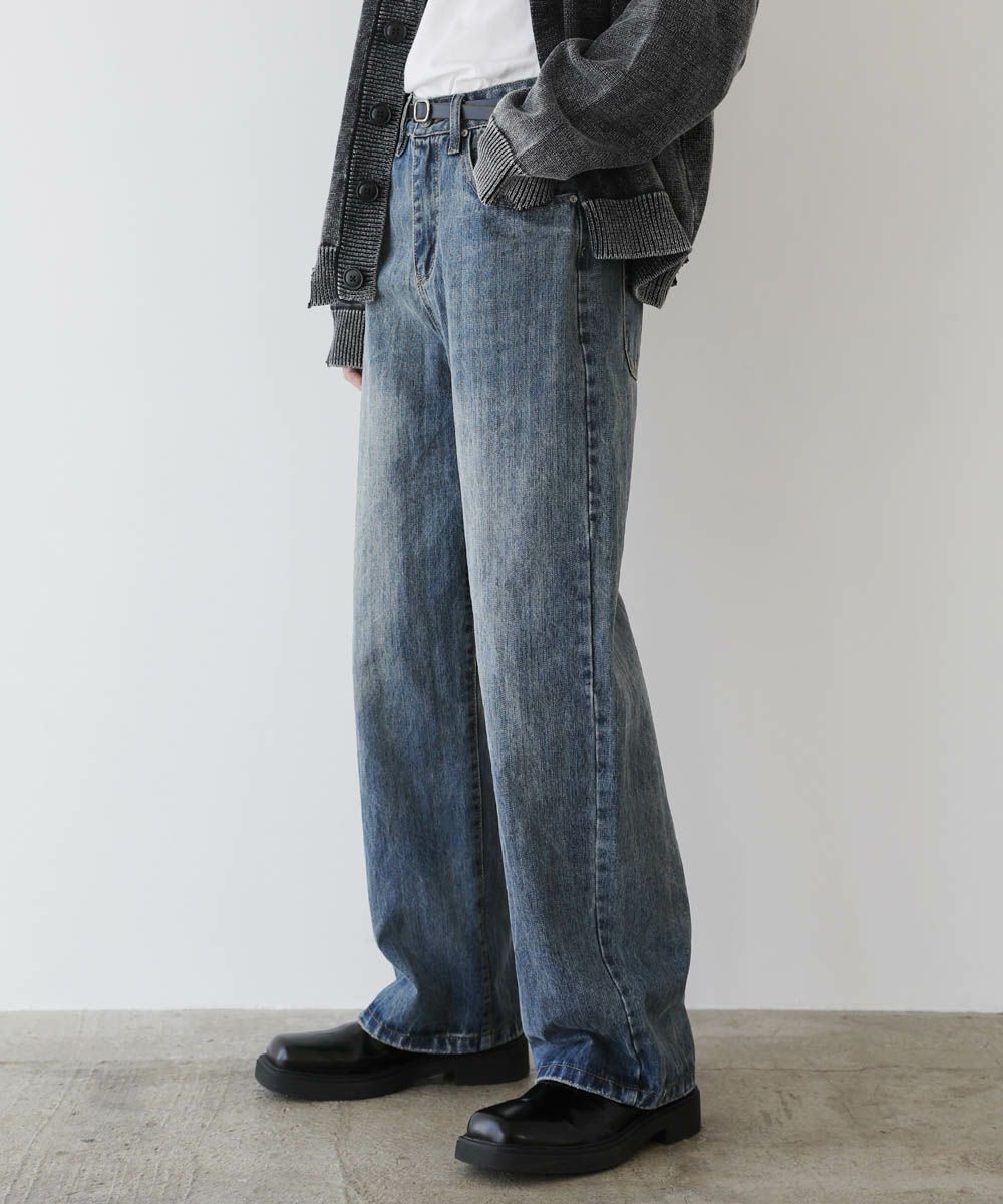 RhodolirioN ダメージ加工 ワイドデニム　美品 RhodolirioN ロドリリオン ダメージデニム - メルカリ