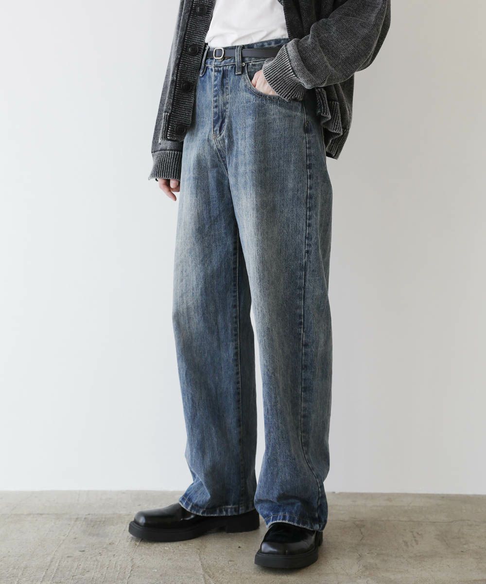 ヴィンテージ加工縦落ちワイドデニム | ASTRONOMY