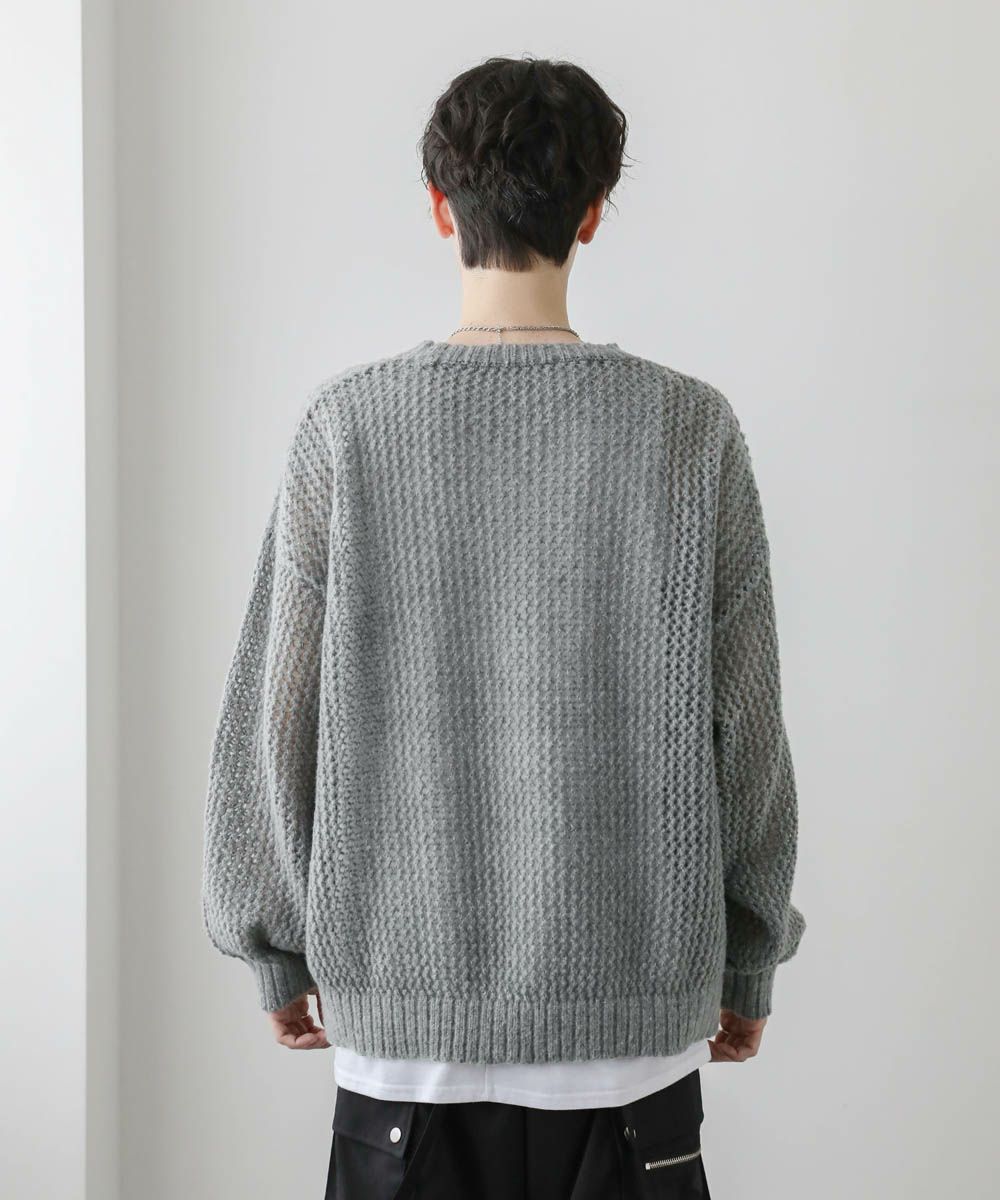 透かし編みメランジモヘアタッチクルーニット | ASTRONOMY