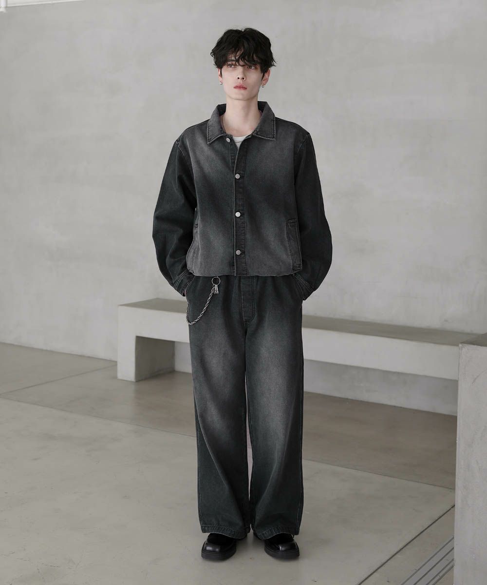 セットアップ 2点セット】ショートデニムブルゾン+ワイドバギー