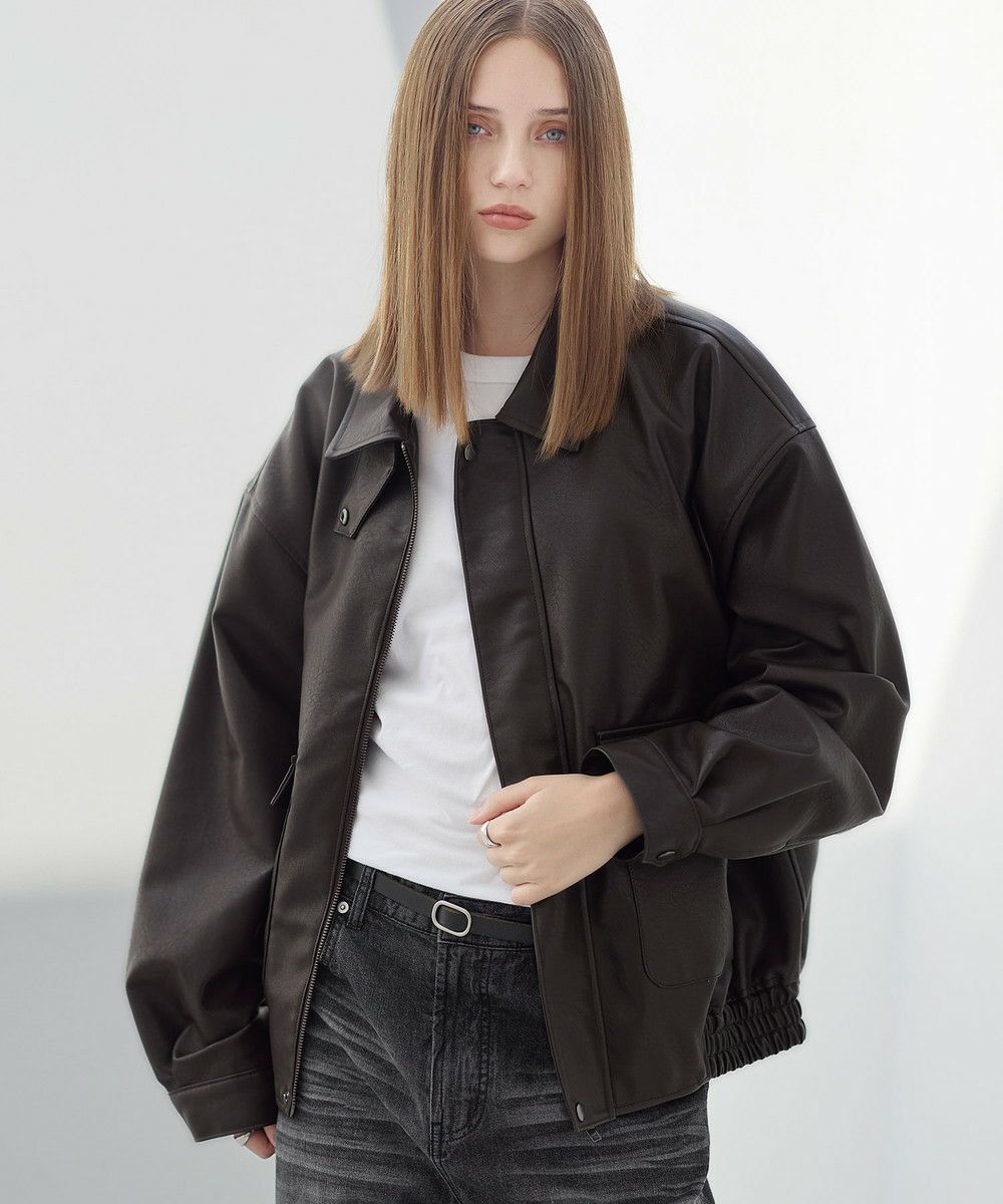 ヴィンテージ加工PUレザーA-2ショートブルゾン | ASTRONOMY