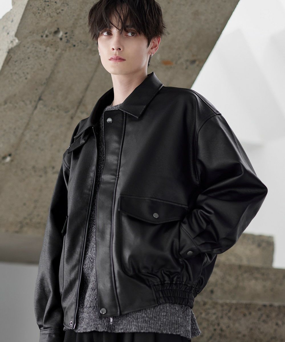 ヴィンテージ加工PUレザーA-2ショートブルゾン | ASTRONOMY