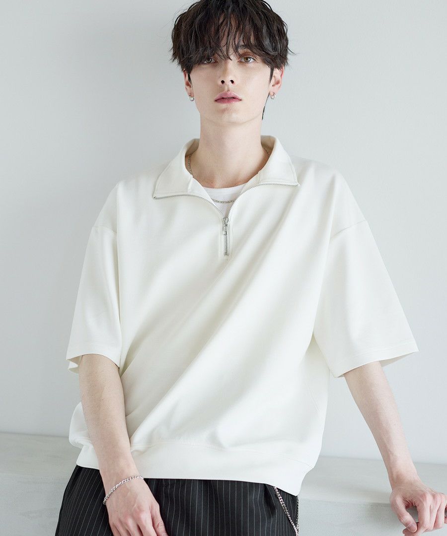 接触冷感 ポンチハーフジップ半袖プルオーバー | ASTRONOMY