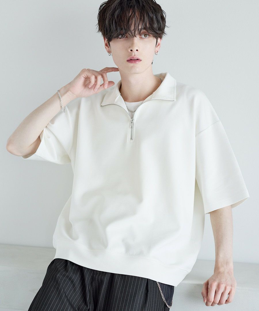 接触冷感 ポンチハーフジップ半袖プルオーバー | ASTRONOMY