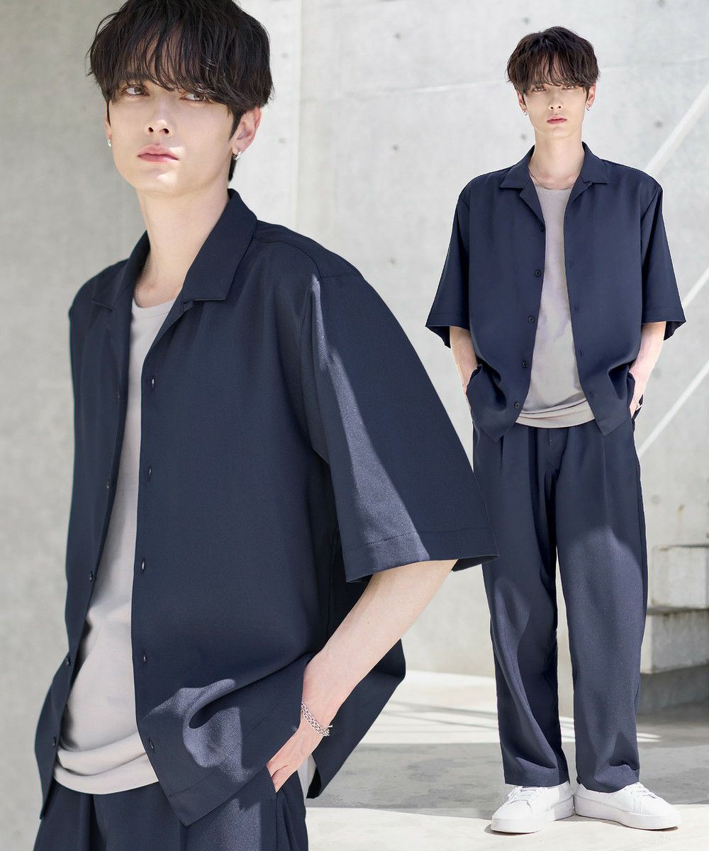 セットアップ 3点セット】防シワ接触冷感リラックスワイドシャツ+天竺