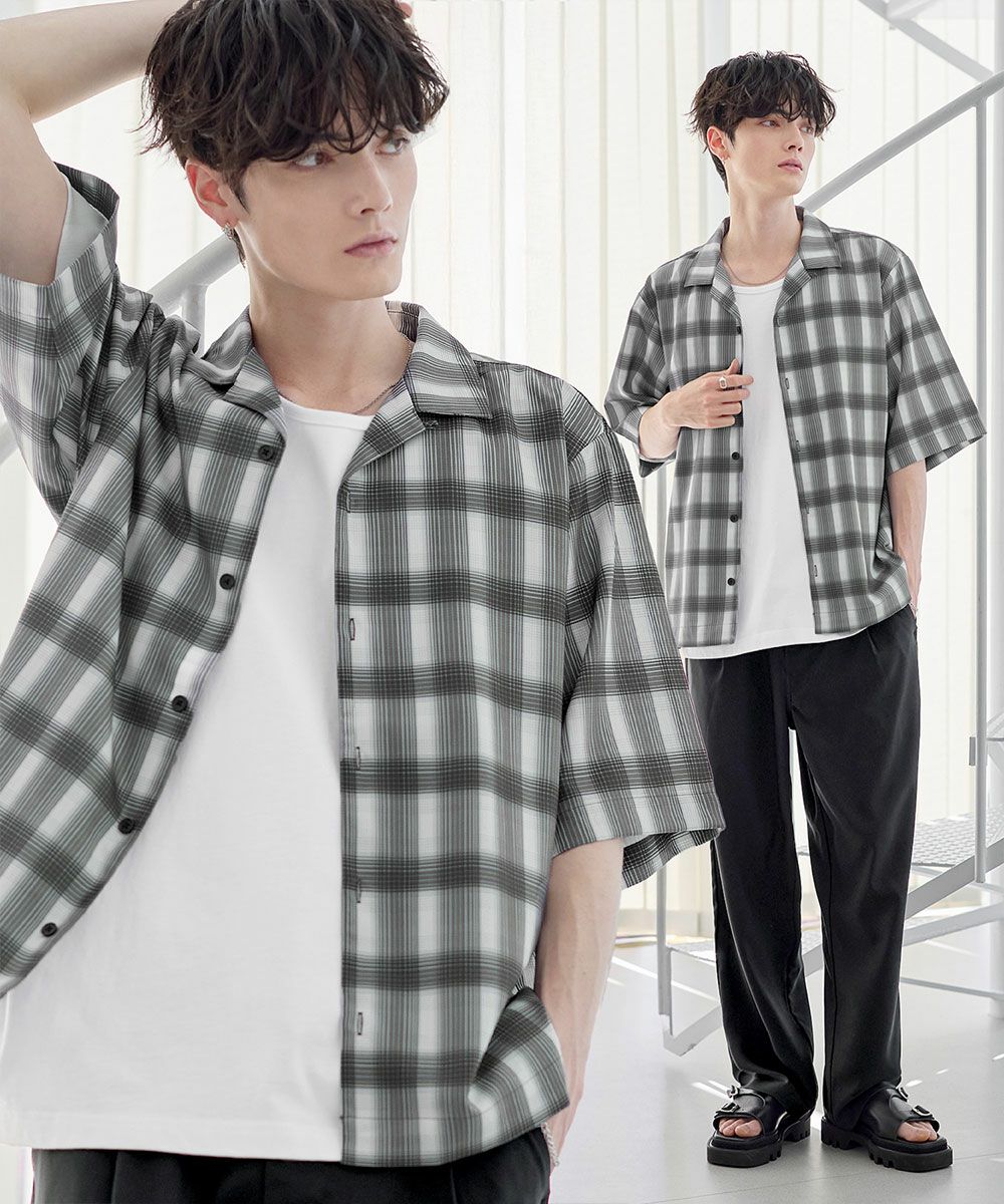 セットアップ 3点セット】防シワ接触冷感リラックスワイドシャツ+天竺