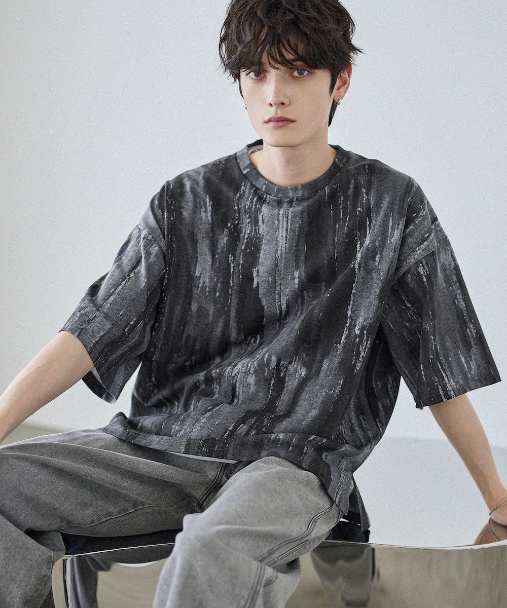 l.g.b. グラデーション カットソー ロンT ニット archive ビンテージ加工グラフィックTシャツ グラデーション/総柄