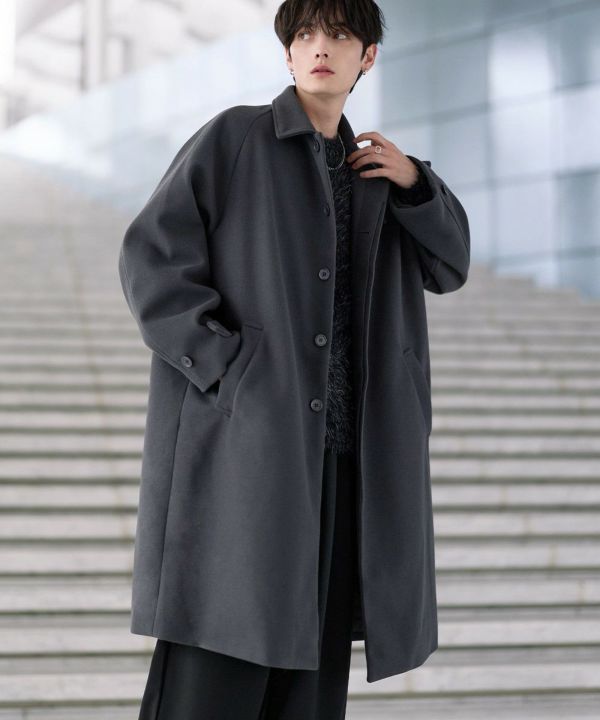 ビッグシルエットウールタッチ比翼ステンカラーコート | ASTRONOMY