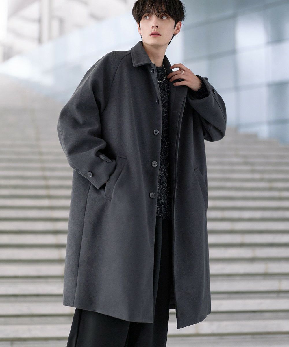 ビッグシルエットウールタッチ比翼ステンカラーコート | ASTRONOMY 