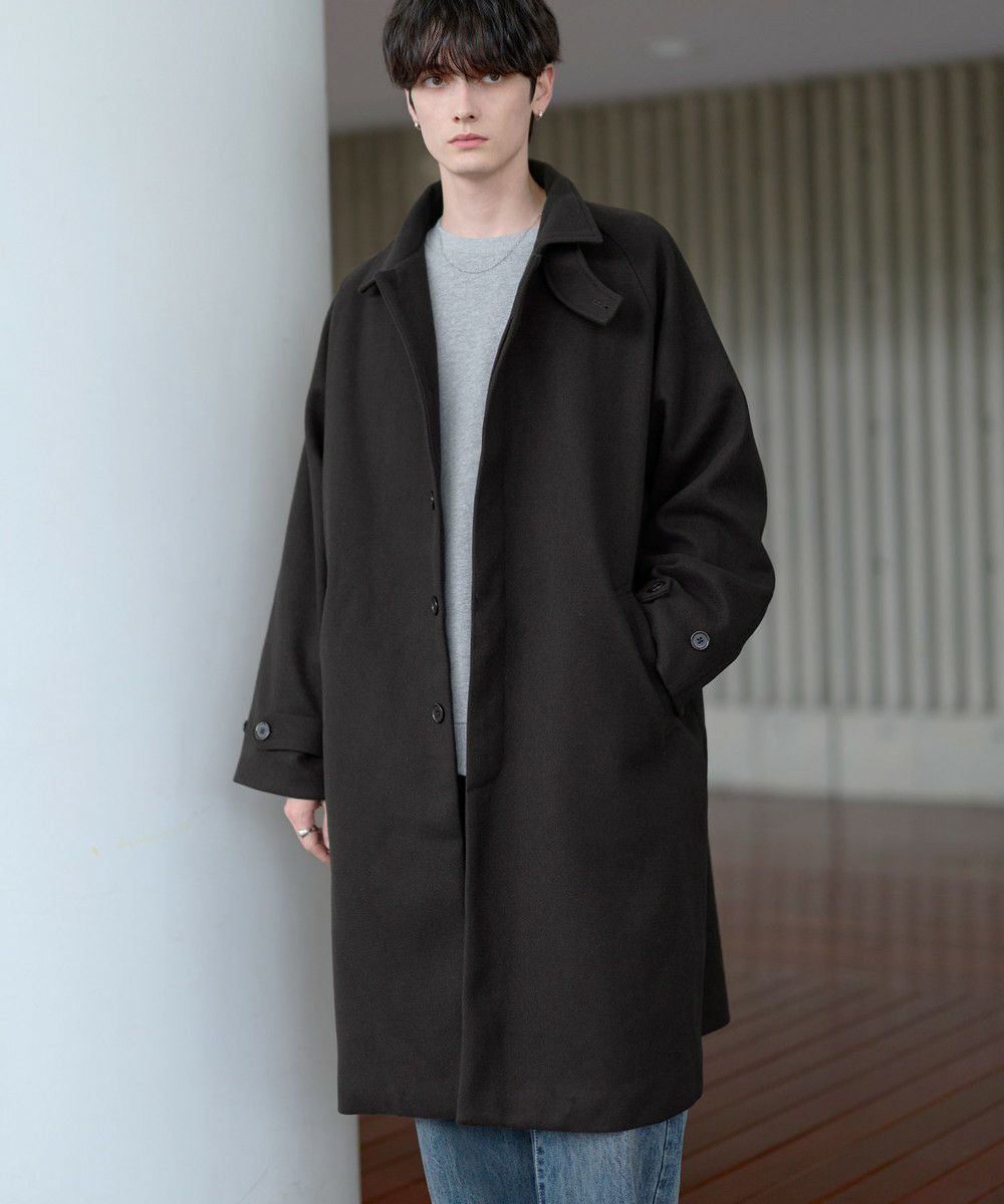 ビッグシルエットウールタッチ比翼ステンカラーコート | ASTRONOMY