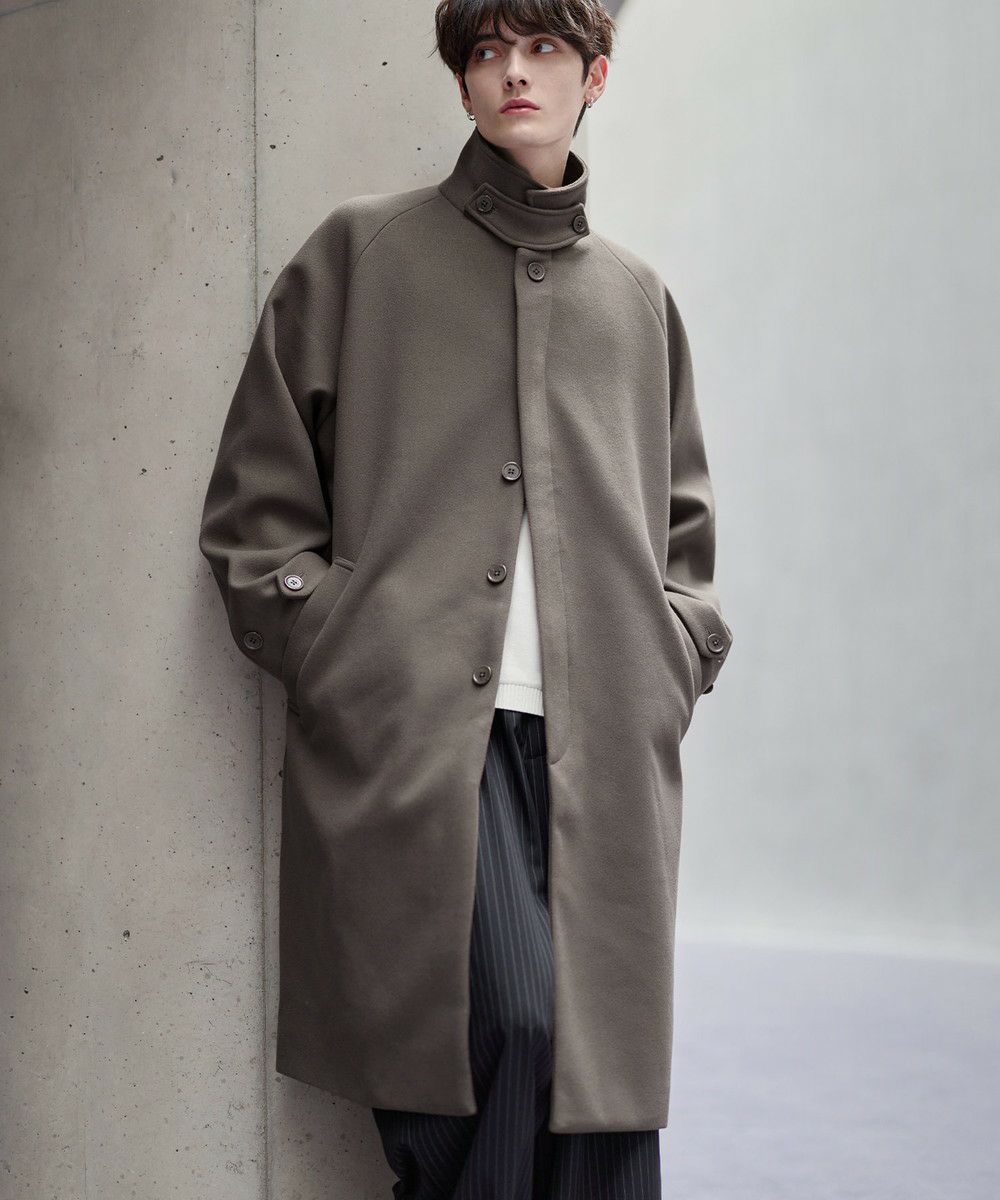 ビッグシルエットウールタッチ比翼ステンカラーコート | ASTRONOMY