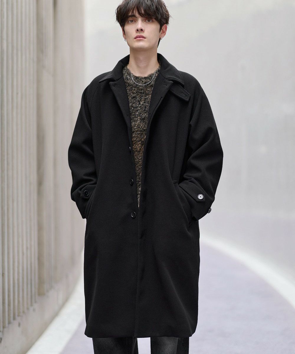 ビッグシルエットウールタッチ比翼ステンカラーコート | ASTRONOMY
