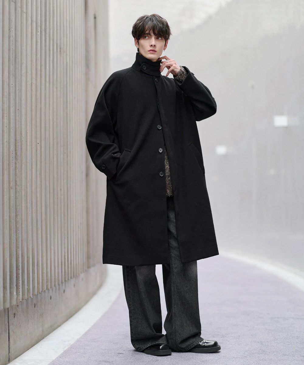 ビッグシルエットウールタッチ比翼ステンカラーコート | ASTRONOMY