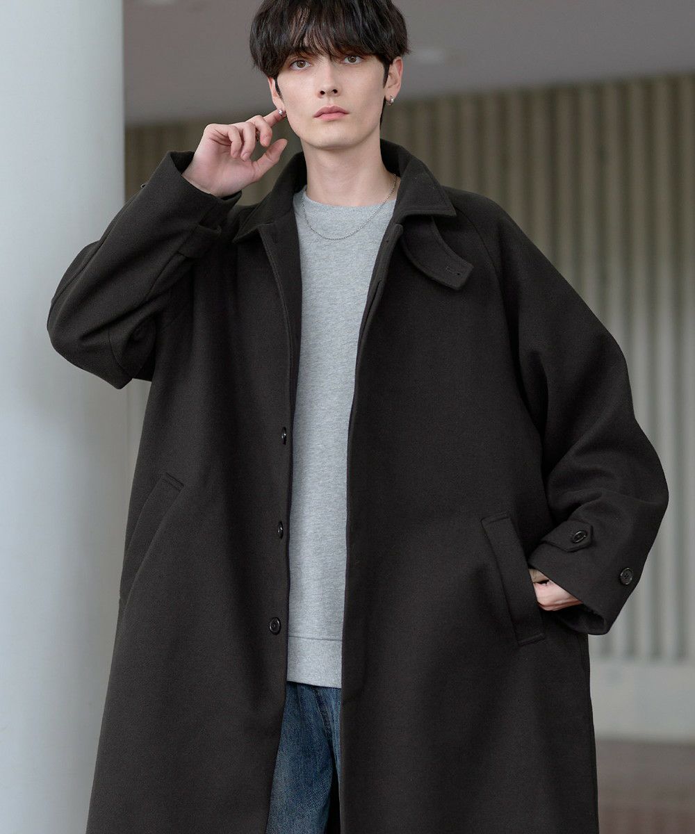 ビッグシルエットウールタッチ比翼ステンカラーコート | ASTRONOMY