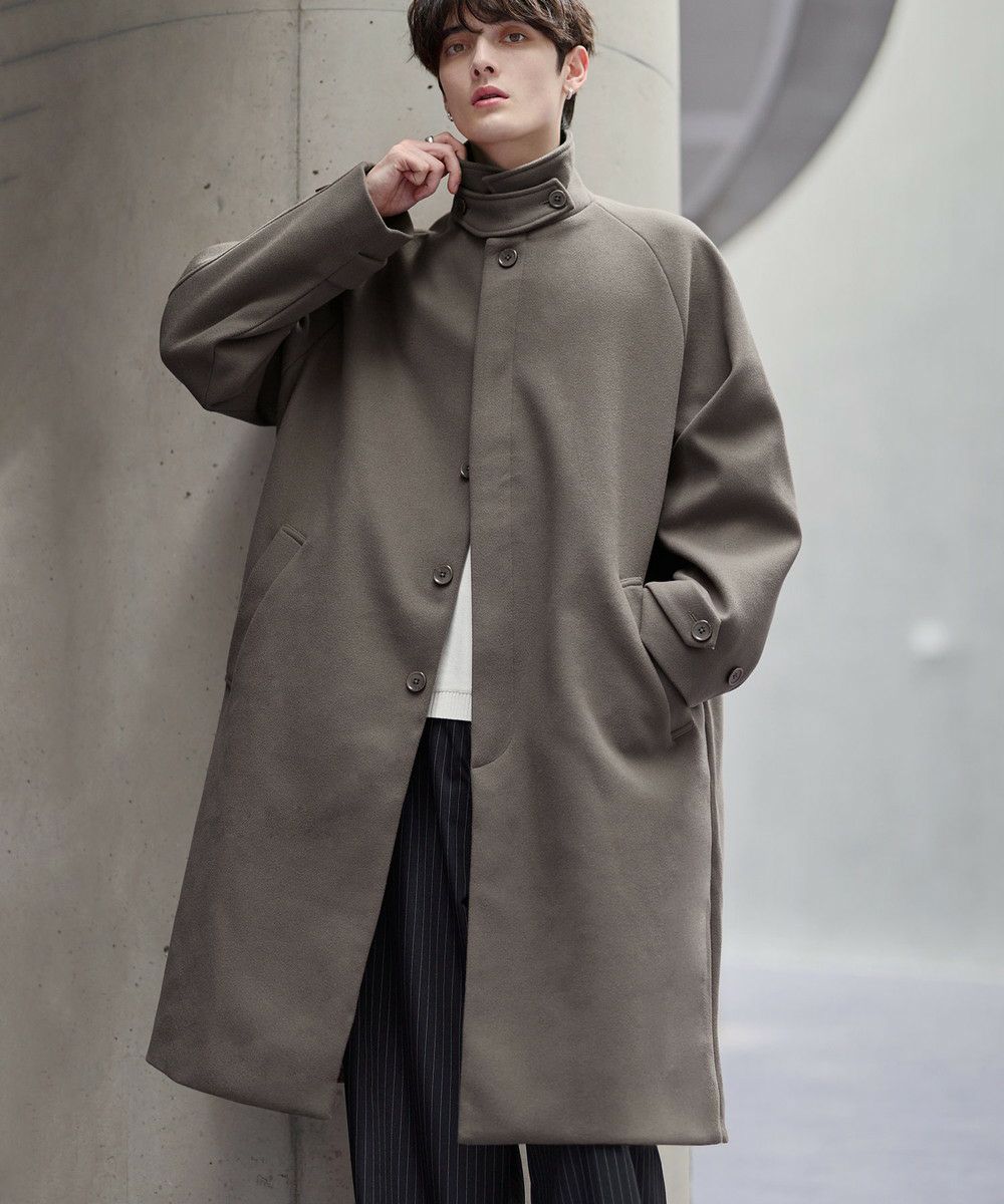 ビッグシルエットウールタッチ比翼ステンカラーコート | ASTRONOMY