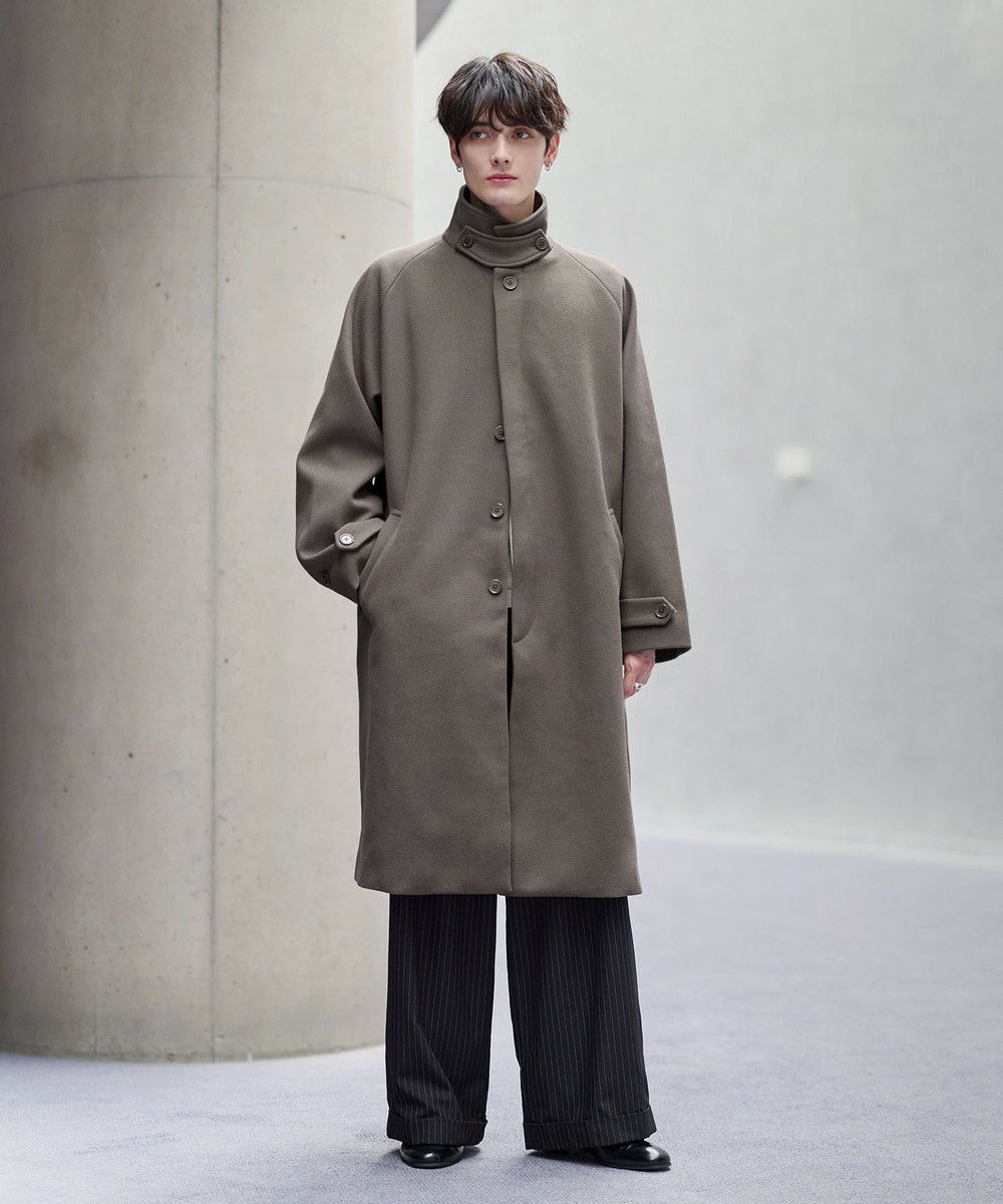 ビッグシルエットウールタッチ比翼ステンカラーコート | ASTRONOMY