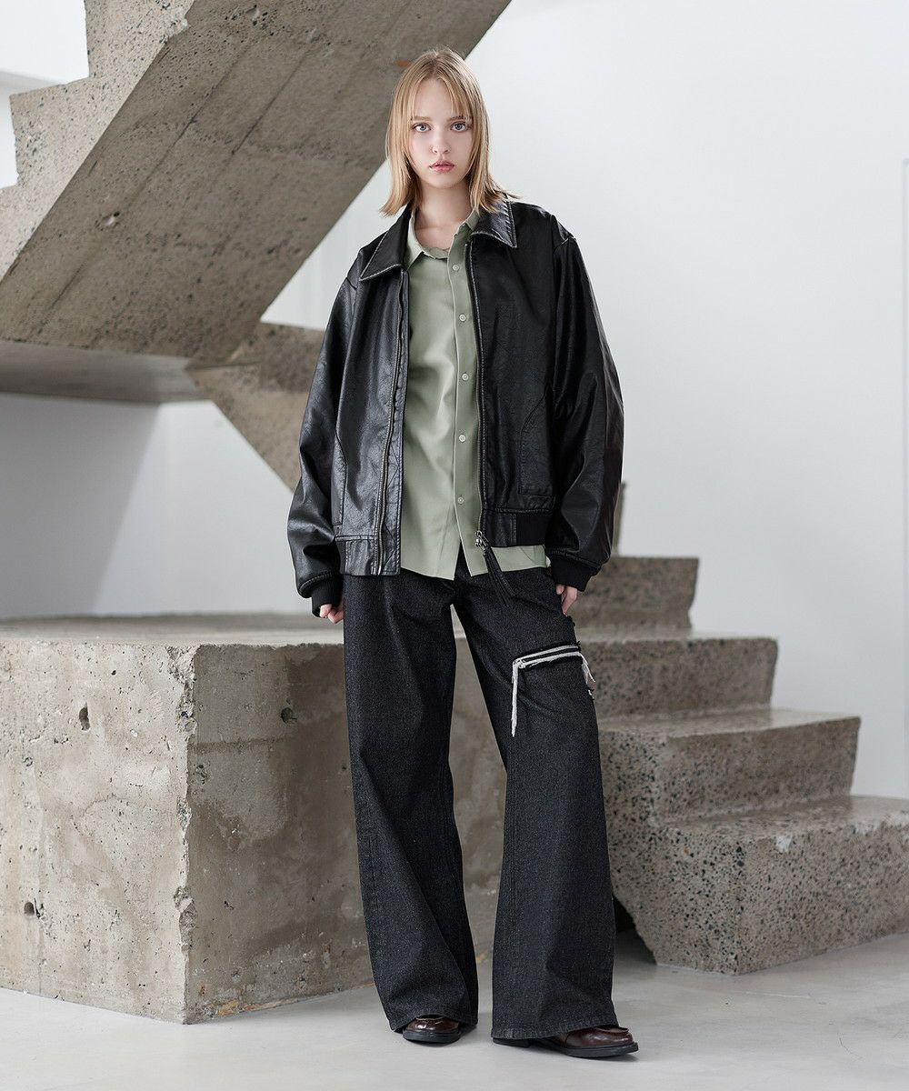 ヴィンテージ加工PU合皮ショート丈ブルゾン | ASTRONOMY