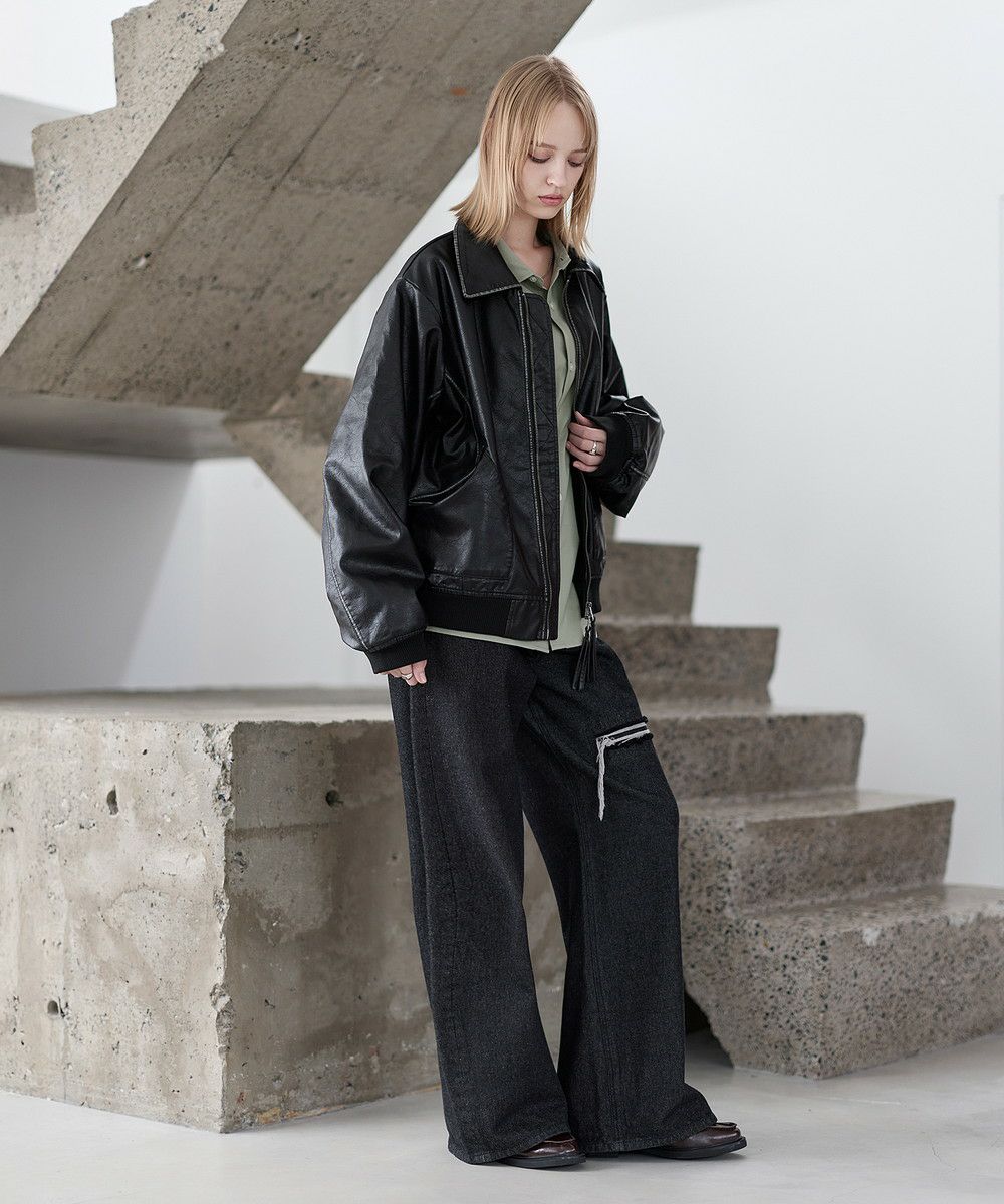 ヴィンテージ加工PU合皮ショート丈ブルゾン | ASTRONOMY