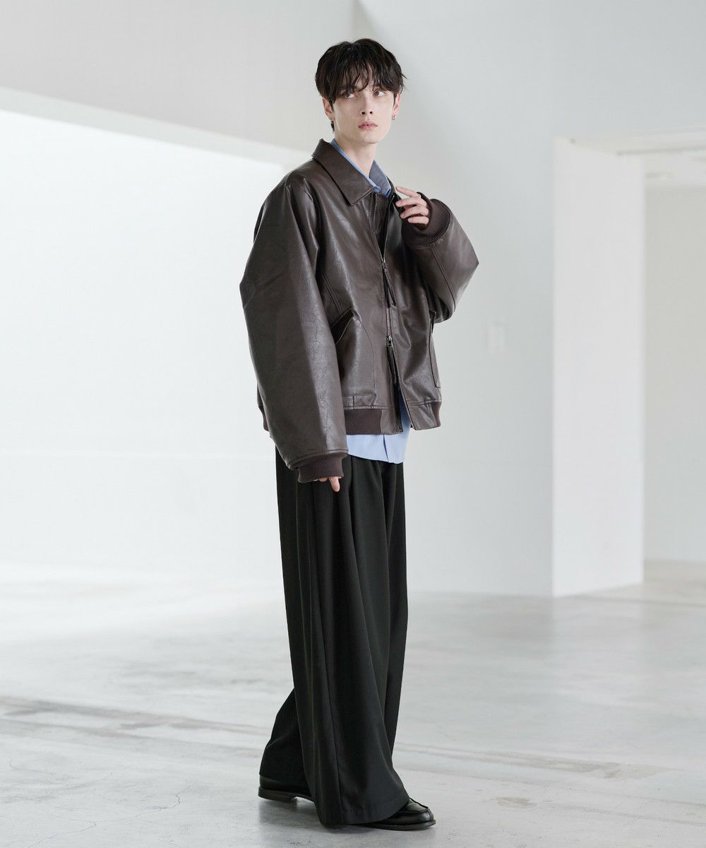 ヴィンテージ加工PU合皮ショート丈ブルゾン | ASTRONOMY