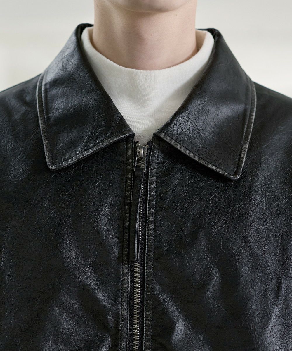 ヴィンテージ加工PU合皮ショート丈ブルゾン | ASTRONOMY