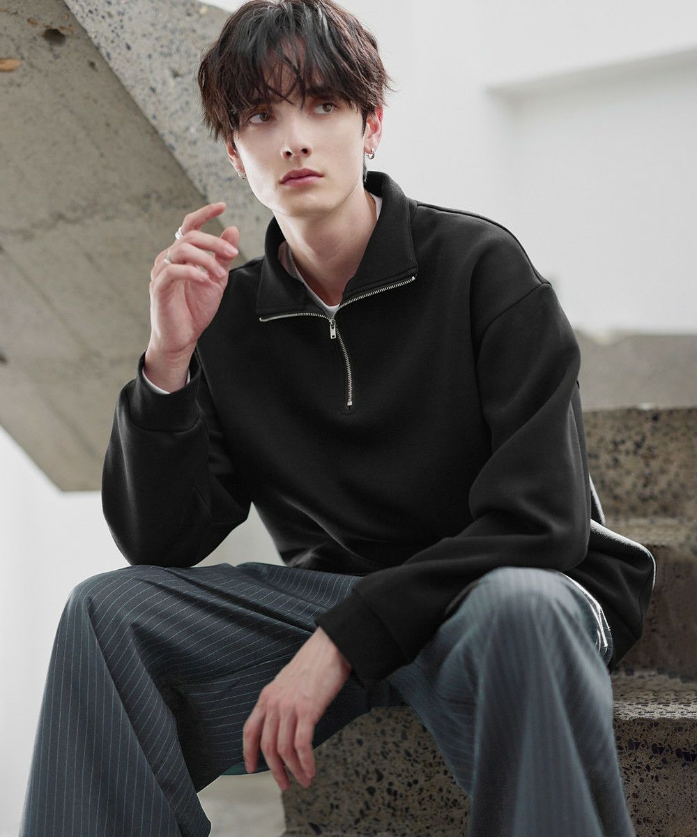 イージーケア】コットンポンチハーフジップ長袖プルオーバー | ASTRONOMY