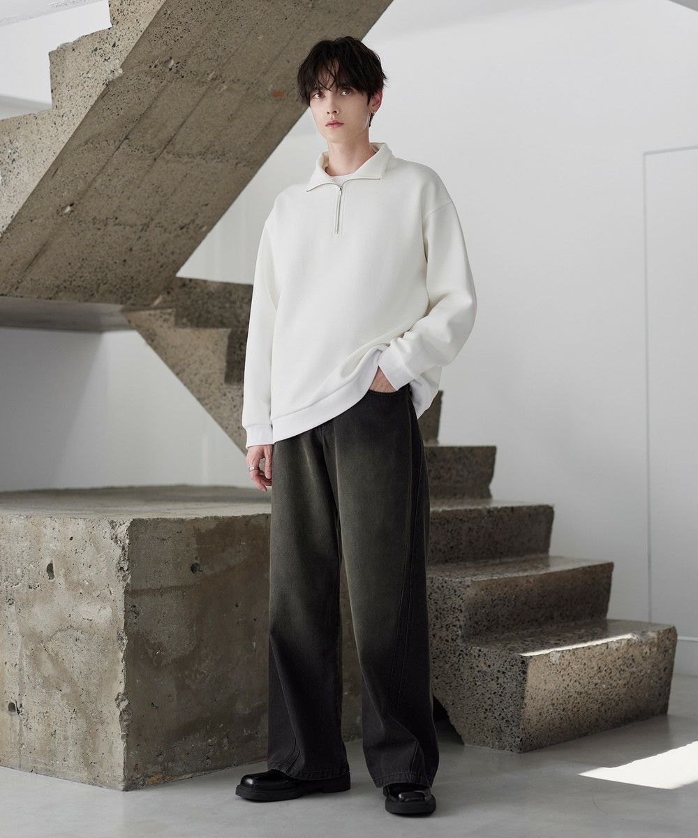 イージーケア】コットンポンチハーフジップ長袖プルオーバー | ASTRONOMY