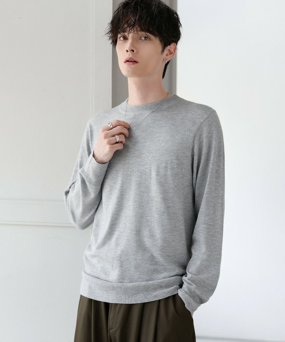 ウォッシャブル/抗ピリング 14Gシープカシミヤタッチクルーネック