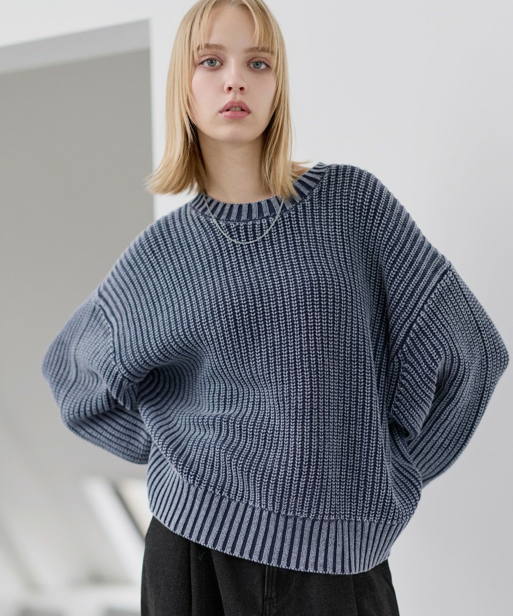 5ゲージ畦編みピグメントニット | ASTRONOMY