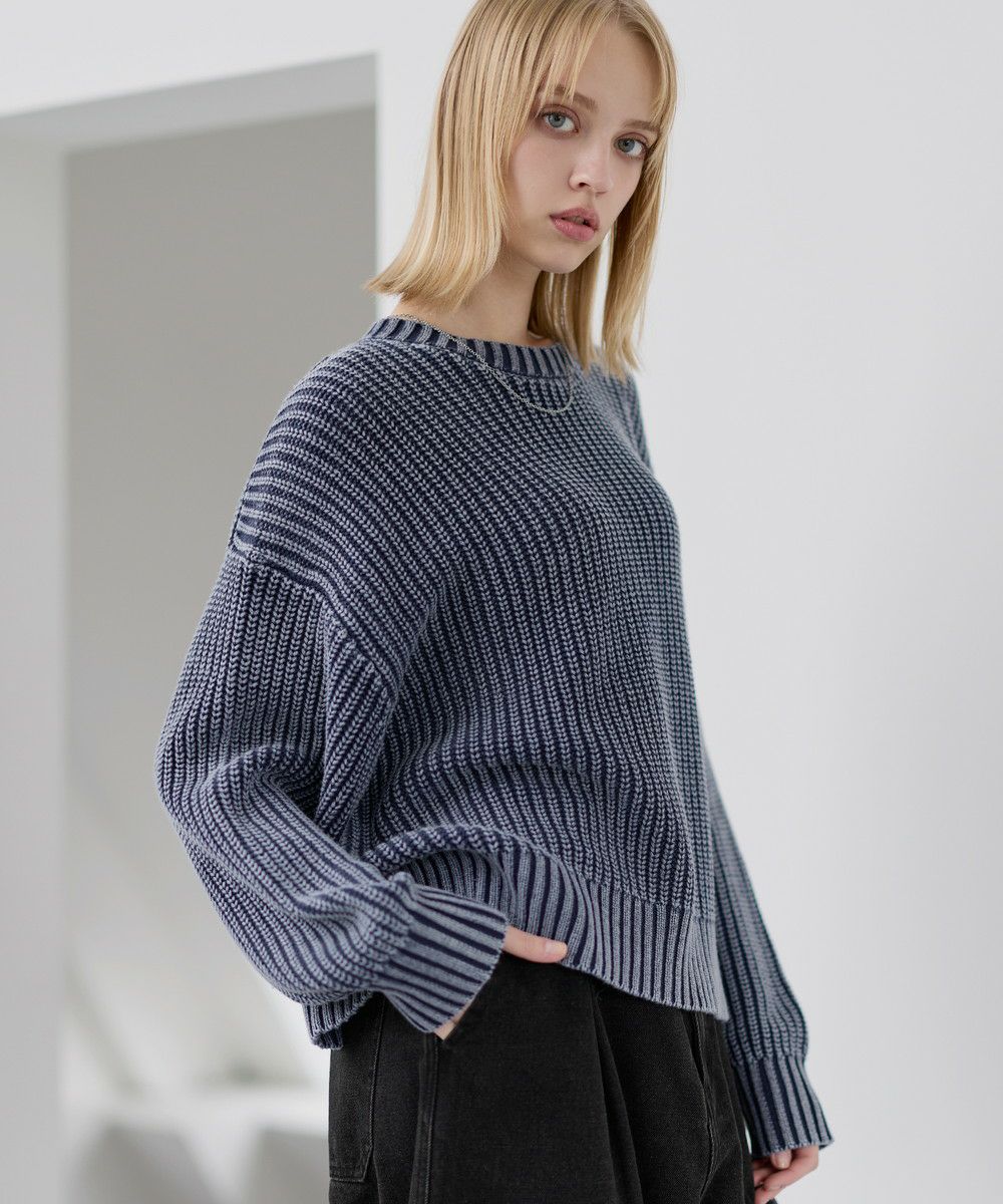 5ゲージ畦編みピグメントニット | ASTRONOMY