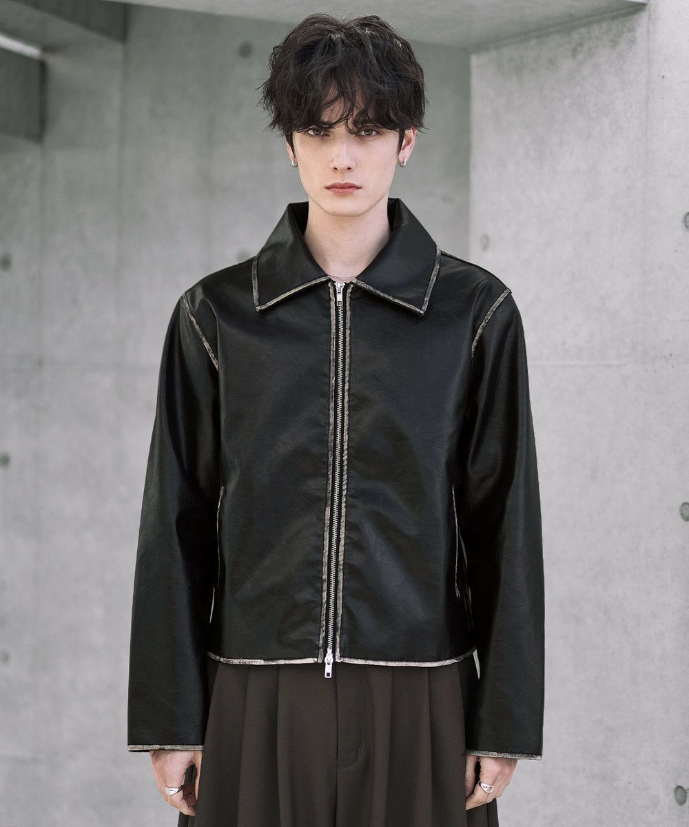 ヴィンテージ加工 PU合皮ショートブルゾン | ASTRONOMY