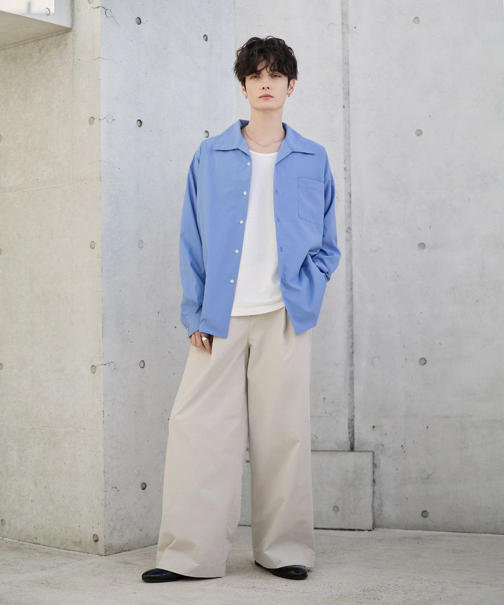 セットアップ 3点セット】綿タッチ長袖オープンカラーシャツ+UネックT