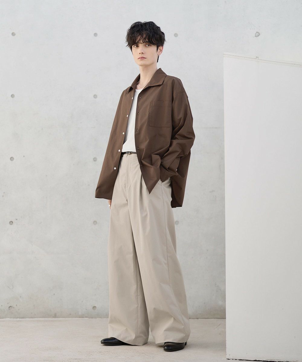 セットアップ 3点セット】綿タッチ長袖オープンカラーシャツ+UネックT