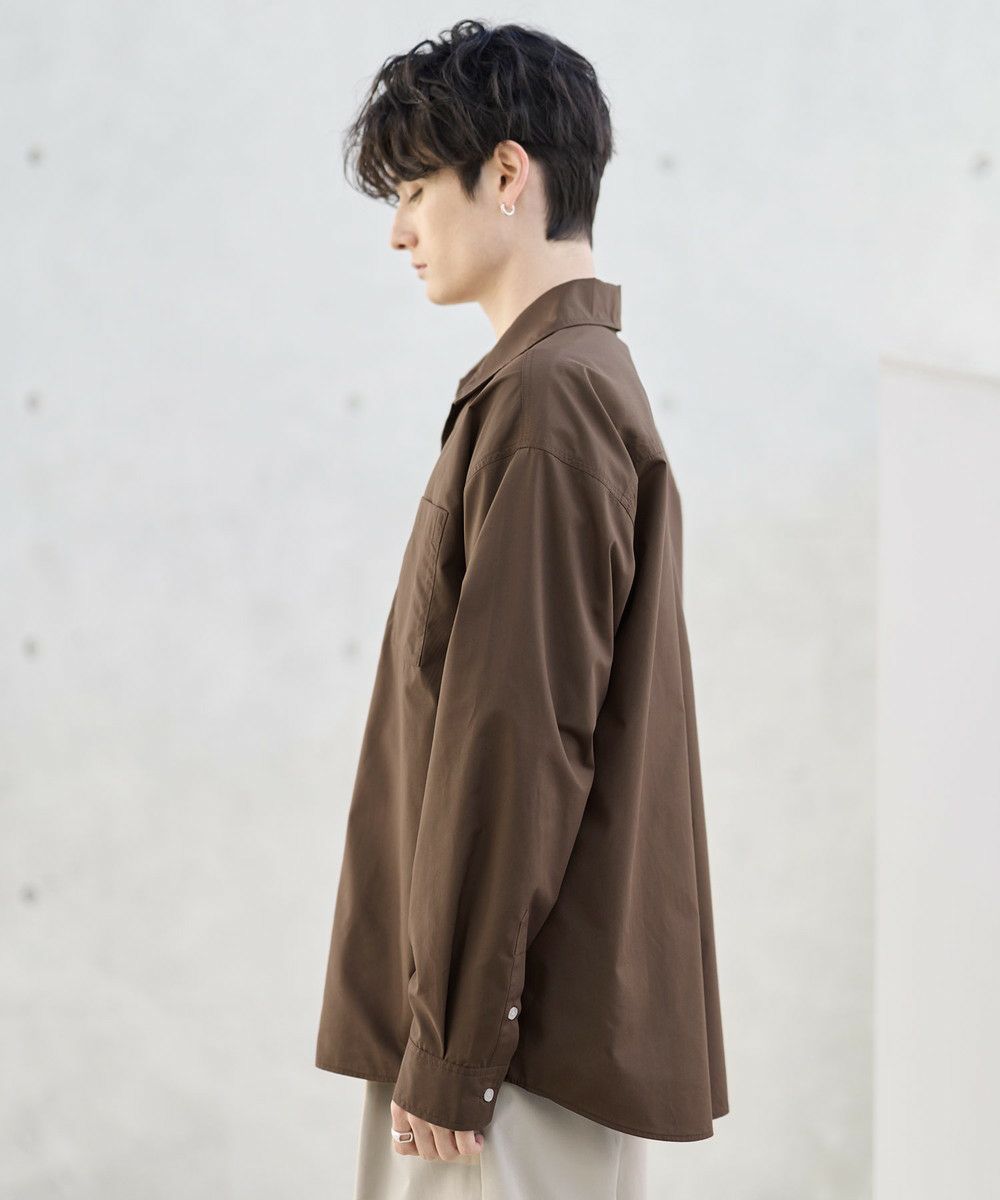 セットアップ 3点セット】綿タッチ長袖オープンカラーシャツ+UネックT